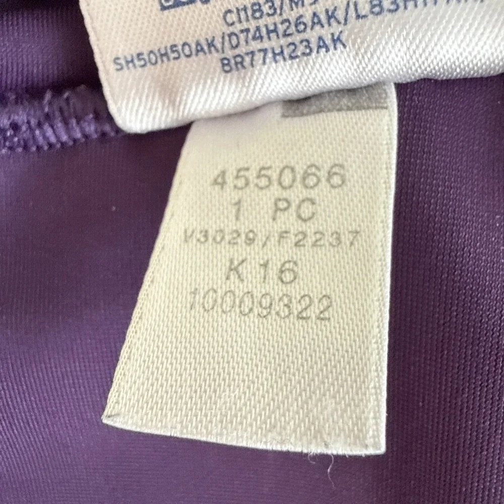Lands End Swimsuit Women 18 DD Purple Slimming One Piece Built In Bra Vacation